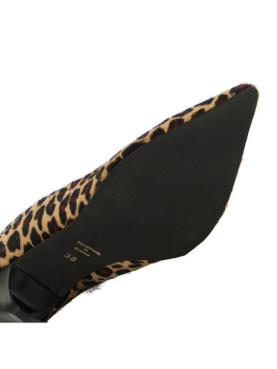Leather Pointed Toe Multicolour High Heels Animal Print
