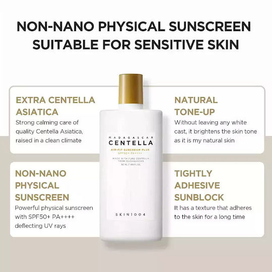 Skin1004 Madagascar Centella Air-fit Plus Cremă Minerală Cu Protecție Solară Pentru Față SPF50+ 50ml