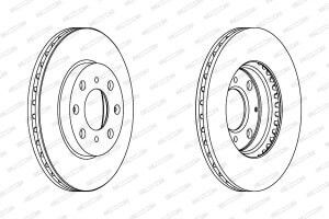 Ventilated Brake Disc Set Front Right Left Honda Capa City Iv Jazz Ii Logo 240mm 4 Holes 04.98-07.08 Ferodo
