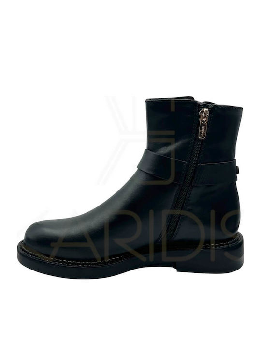 Leder Stiefeletten Damen Schwarz