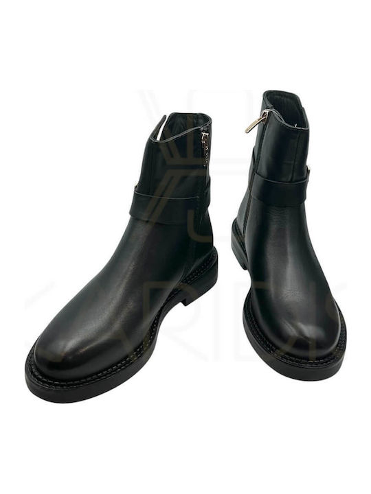 Leder Stiefeletten Damen Schwarz