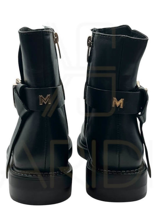 Leder Stiefeletten Damen Schwarz