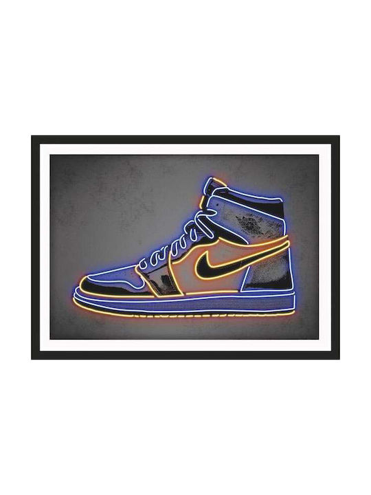 Poster Neon Sneakers Snk143 30cm X 40cm Natural Wooden Frame
