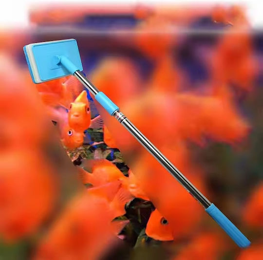 Aquarium Cleaning Brush with Telescopic Metal Handle and Thick Square Sponge M58-93cm