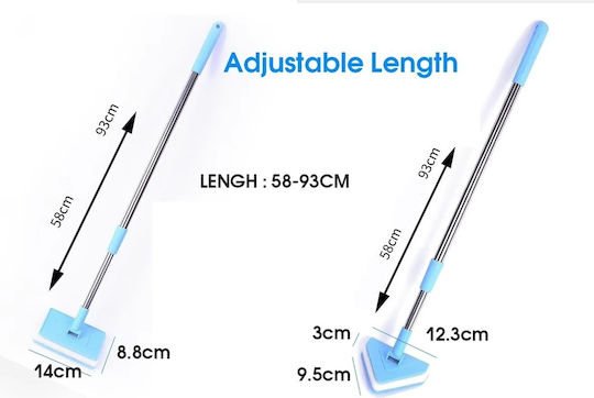 Aquarium Cleaning Brush with Telescopic Metal Handle Thick Triangle Sponge M58-93cm