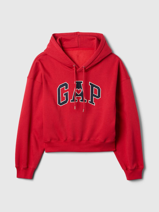 GAP Women's Cropped Hooded Cardigan Red