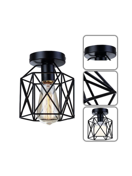Powertech Ceiling Mount Light 16.5cm Black with Socket E27