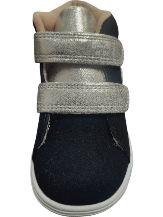 Suede Kinderstiefeletten mit Klettverschluss Schwarz