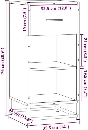 Bibliotecă Gri Sonoma 35,5x35x76 cm