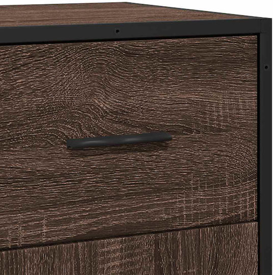 Wohnzimmerschrank aus Holz und Metall, Braun und Eiche, 35,5 x 35 x 76 cm,
