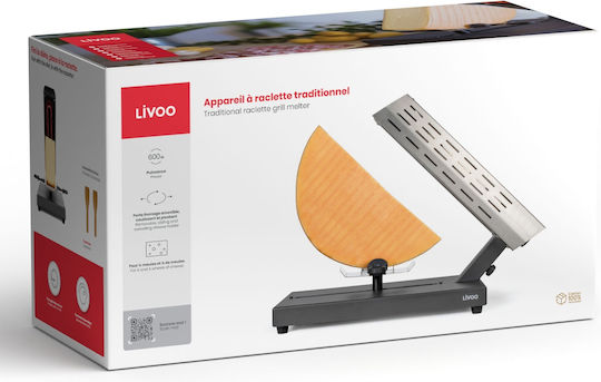 Livoo Επιτραπέζια Ηλεκτρική Ψησταριά Raclette Λείας Πλάκας 600W με Ρυθμιζόμενο Θερμοστάτη 37.5x27.8εκ.