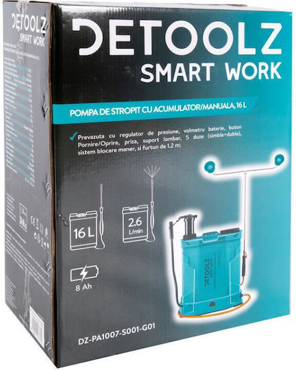 Detoolz Pulverizator cu presiune cu Baterie 8Ah cu Capacitate 16lt 5.5bar în culoarea Albastru