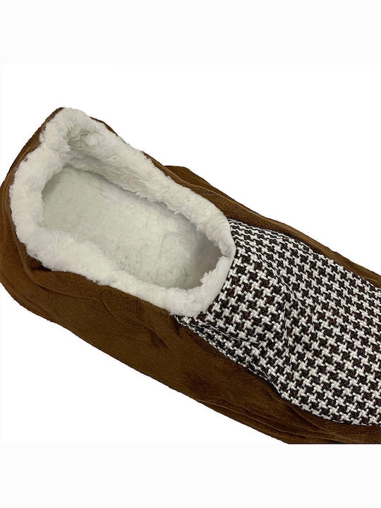 Ustyle Heel Enclosed Men's Slipper Brown