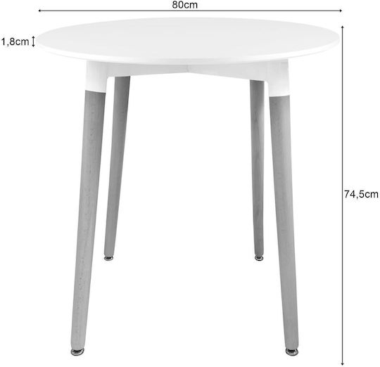 Στρογγυλό Κουζίνας White 80x80εκ. Στρογγυλό Κουζίνας White 80x80εκ.