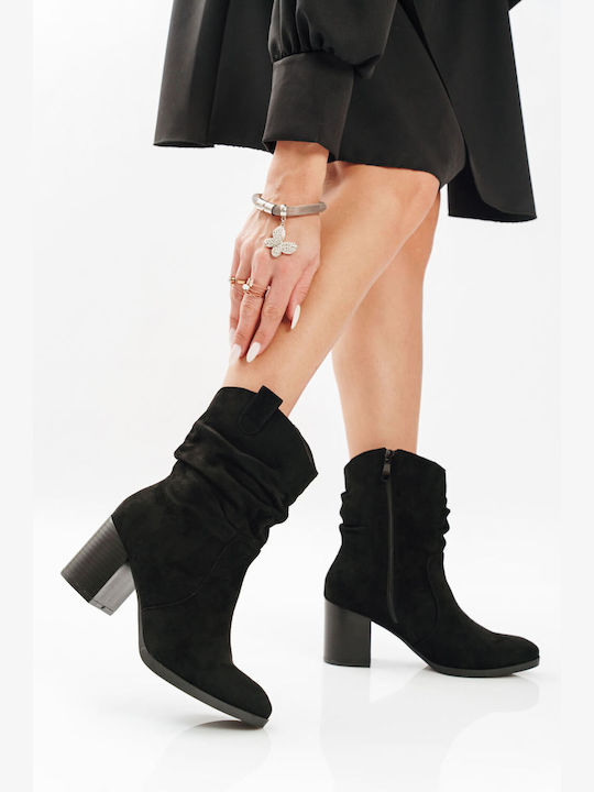 Black Pleated Ankle Boots