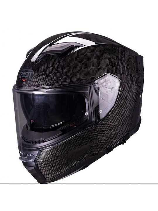 Pilot Stealth II SV Hexagon Carbon Motorcycle Helmet Full Face ECE 22.06 1380gr with Sunvisor