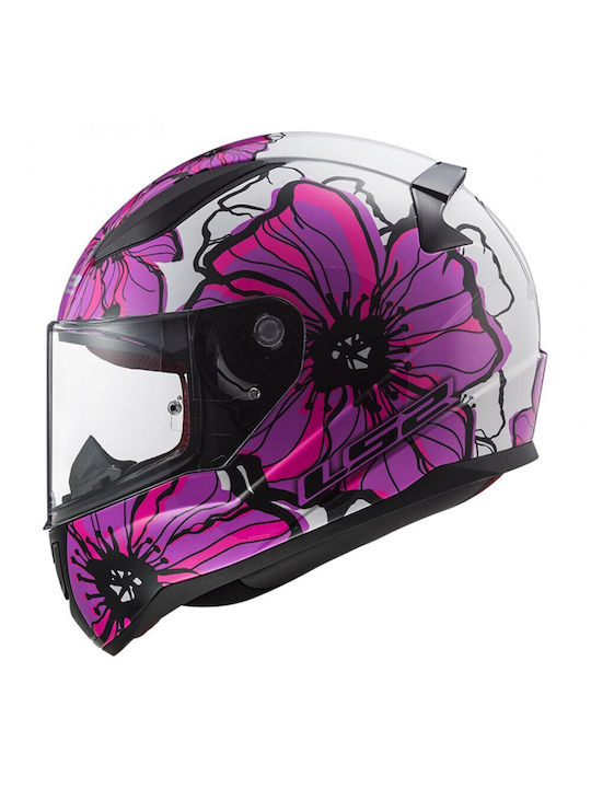 LS2 Rapid II Poppies Gloss Pink/White Κράνος Μηχανής Full Face ECE 22.05 1300gr