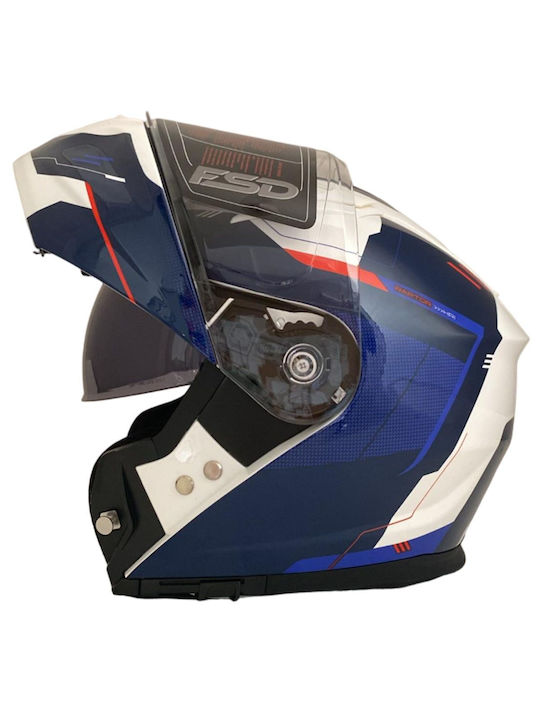 Faseed 967 Blue/White Κράνος Μηχανής Flip-Up ECE 22.06 με Sunvisor