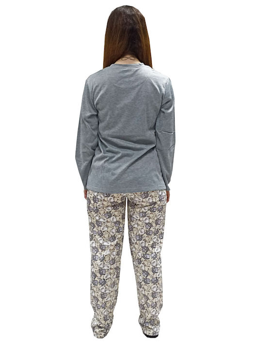 Cool Winter Women's Pyjama Set Cotton Gray