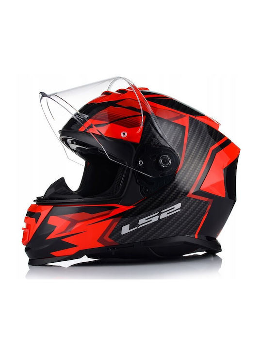 LS2 FF800 Storm II Tracker Gloss Black Red Κράνος Μηχανής Full Face DOT / ECE 22.06 1400gr με Pinlock και Sunvisor