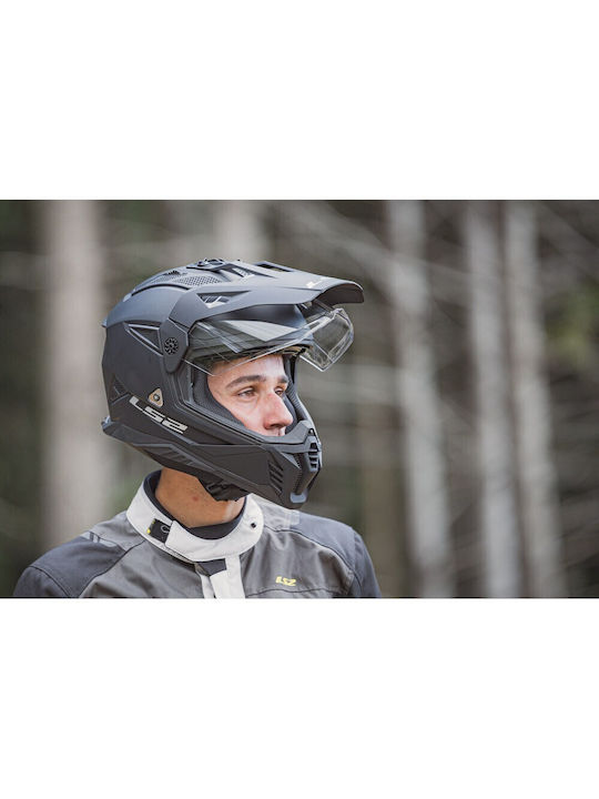 LS2 Pioneer II Solid Matt Schwarz Motorradhelm On-Off ECE 22.06 1600gr mit Sunvisor