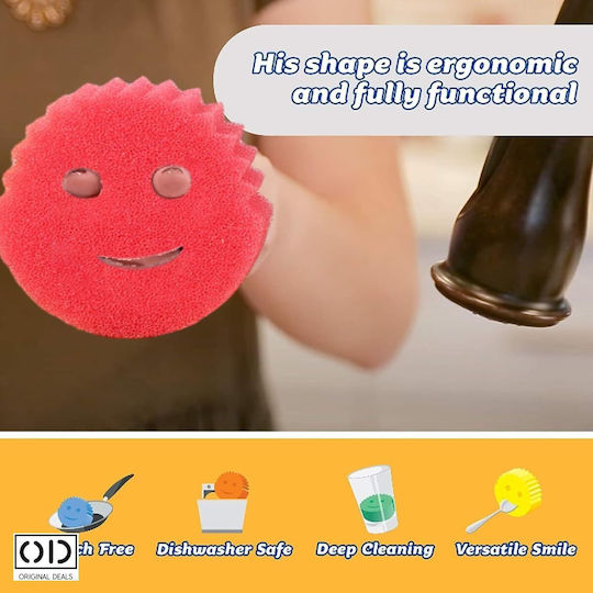 Scrub Sponge Washing Cleaning Dishes Premium Material Very Durable Over Time Suitable Any Type Surface Set 3 Pieces Size 10 Cm Original Deals