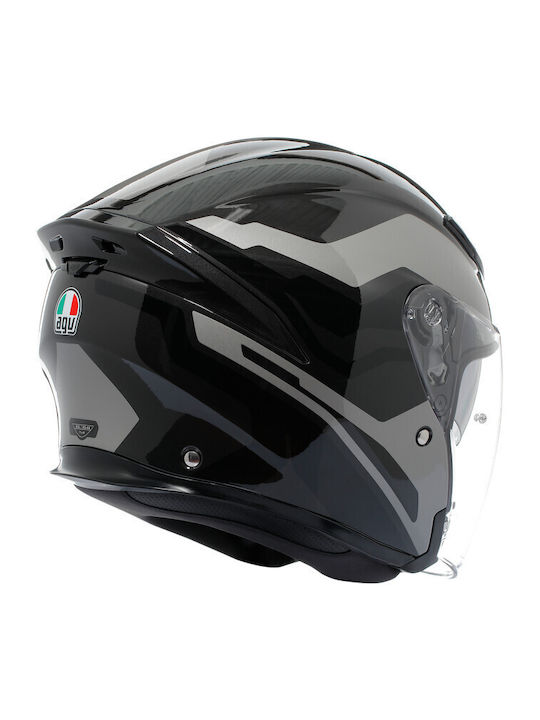 AGV K5 Jet Evo Tune Grey/Black Motorcycle Helmet Jet ECE 22.06 with Sun Visor