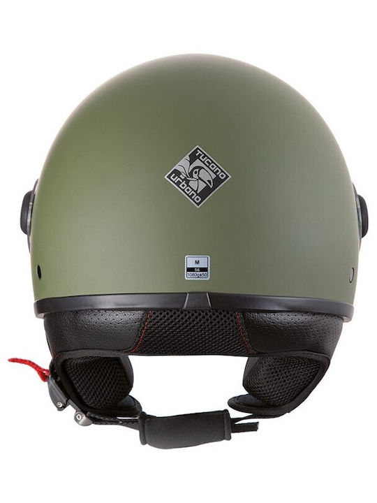 Tucano Urbano El'Jettin Military Green Mat Motorcycle Helmet Jet ECE 22.05 1080gr