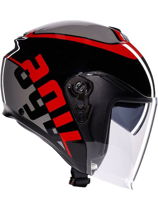 AGV Irides Matt Grey Red Black Motorcycle Helmet Jet ECE 22.06 Weight 1500g with Sun Visor
