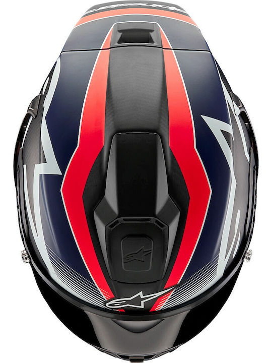 Alpinestars Supertech R10 Black/Carbon Red/Blue Matte Motorcycle Helmet Full Face ECE 22.06 with Pinlock