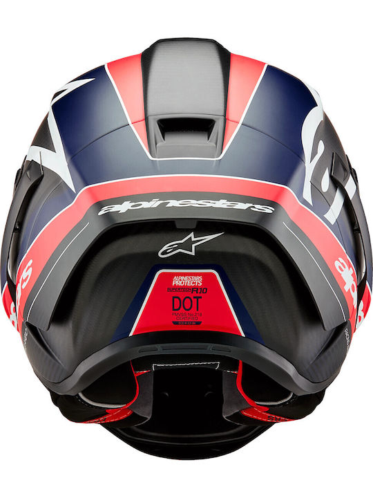 Alpinestars Supertech R10 Black/Carbon Red/Blue Matte Motorcycle Helmet Full Face ECE 22.06 with Pinlock
