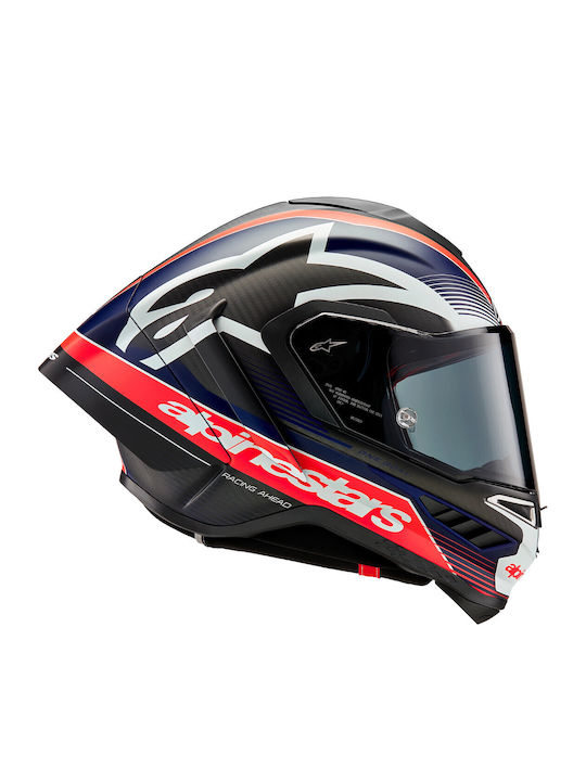 Alpinestars Supertech R10 Black/Carbon Red/Blue Matte Motorcycle Helmet Full Face ECE 22.06 with Pinlock