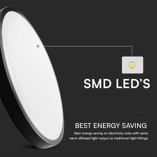 V-TAC Plafonieră de Tavan pentru Baie 29.5 cm Albă cu LED Integrat