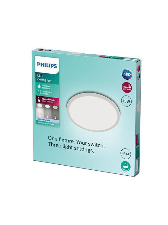 Philips Ceiling Mount Light Bathroom 25cm White with Integrated LED and Remote Control