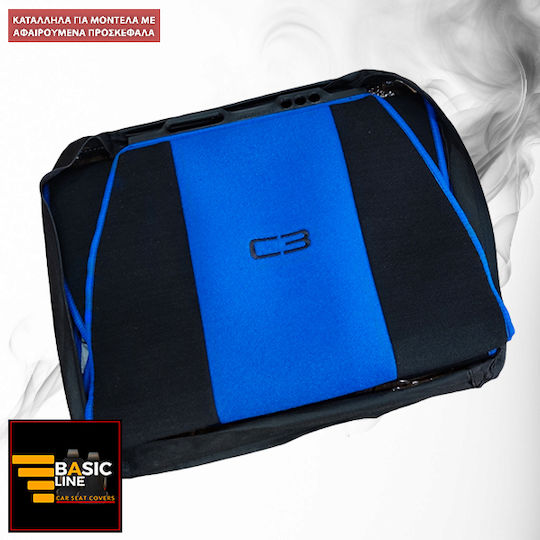Set Autositzlehnen 2Stück Handtuch Blau / Schwarz