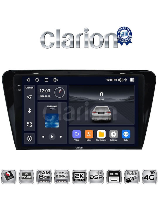 Clarion Sistem Audio Auto pentru Skoda Octavia 2013> 2020 (Bluetooth/USB/WiFi/GPS) cu Ecran Tactil 9"