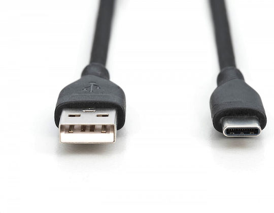 Digitus USB 2.0 Cable USB-C Male - USB-A 60W PD Black 1m
