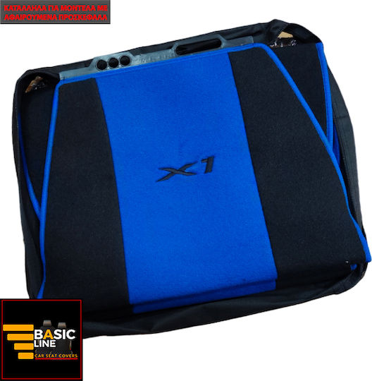 Set Autositzlehnen 2Stück Handtuch Blau / Schwarz