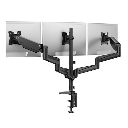 Huanuo Stand Desk Mounted for 3 Monitors up to 32" with Arm Transparent (HNTS3B-UK)