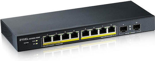 Zyxel GS1900-10HP Managed L2 PoE+ Switch with 8 Gigabit (1Gbps) Ethernet Ports and 2 SFP Ports