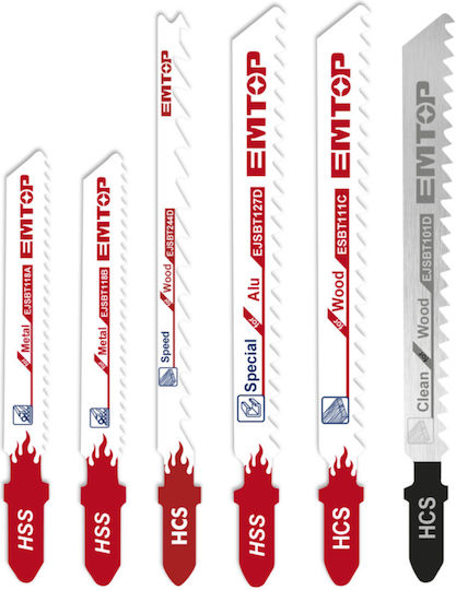 Set de lame pentru fierăstrău electric Emtop Ejsbt2001, 20 de piese, diverse tipuri, lemn, metal, aluminiu, ideal pentru tăiere rapidă, forme curbe, tăiere precisă