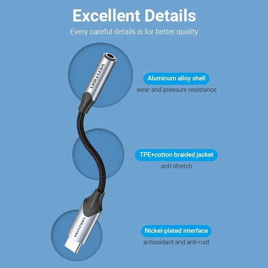 Vention Μετατροπέας USB-C male σε 3.5mm female 1τμχ BGJHA
