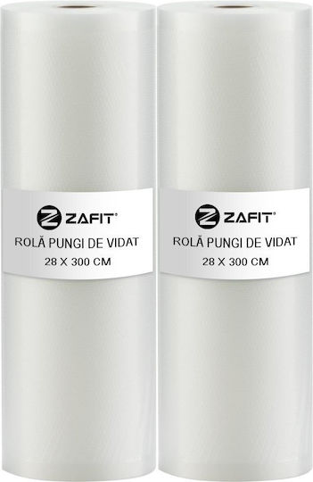 Set 2 Role pentru Sigilare cu Vid Zafit 28 X 300 Cm Sigilator Alimente Reutilizabil Durabil Mașină Sous Vide Lavabil Fără BPA Transparent