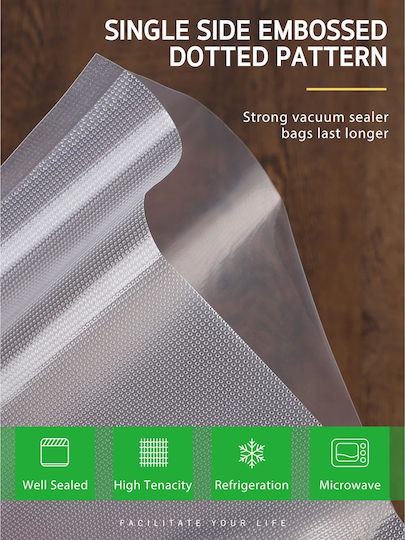 Set 3 Rulouri pentru Sigilare în Vid Zafit 28 X 300 Cm pentru Sigilare în Vid a Alimentelor Reutilizabile Durabile pentru Mașina Sous Vide Lavabile Fără BPA Transparent