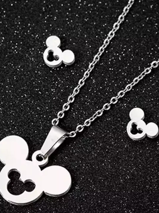 Set Copii Colier-Cercei Hipoalergenic Aur Mickey Mouse Oțel 316l Bode 04028