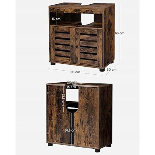 Artool Πάγκος χωρίς Νιπτήρα Μ60xΒ30xΥ63cm Rustic Brown
