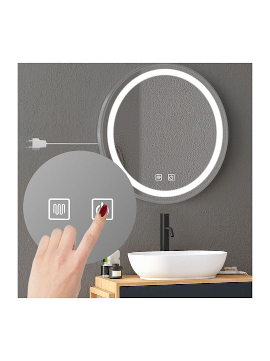 Tutumi Στρογγυλός Καθρέπτης Μπάνιου Led 60x60cm Ασημί