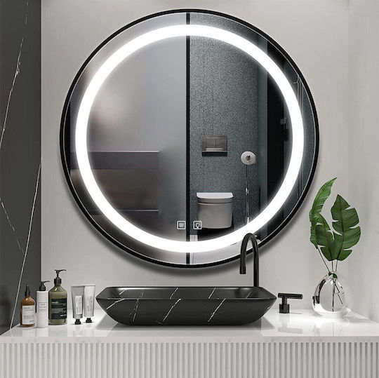 Tutumi Στρογγυλός Καθρέπτης Μπάνιου Led 60x60cm Μαύρος