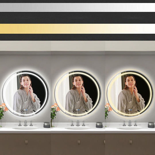 Tutumi Στρογγυλός Καθρέπτης Μπάνιου Led 60x60cm Ασημί