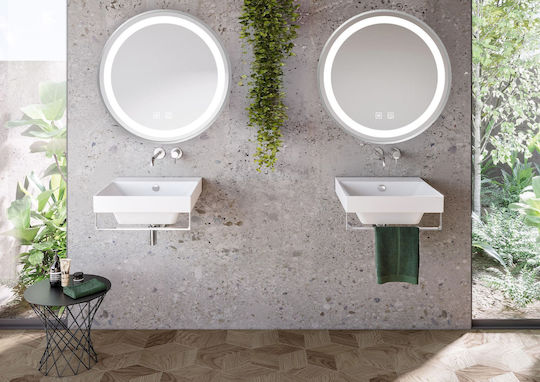 Tutumi Στρογγυλός Καθρέπτης Μπάνιου Led 60x60cm Ασημί